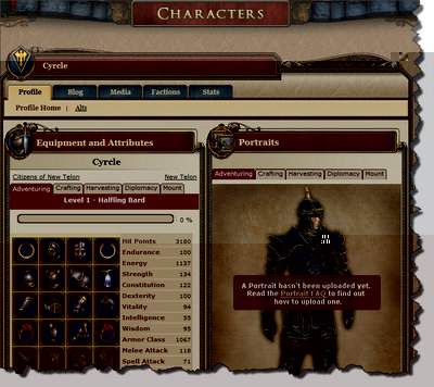 Character Profiles (public and private)